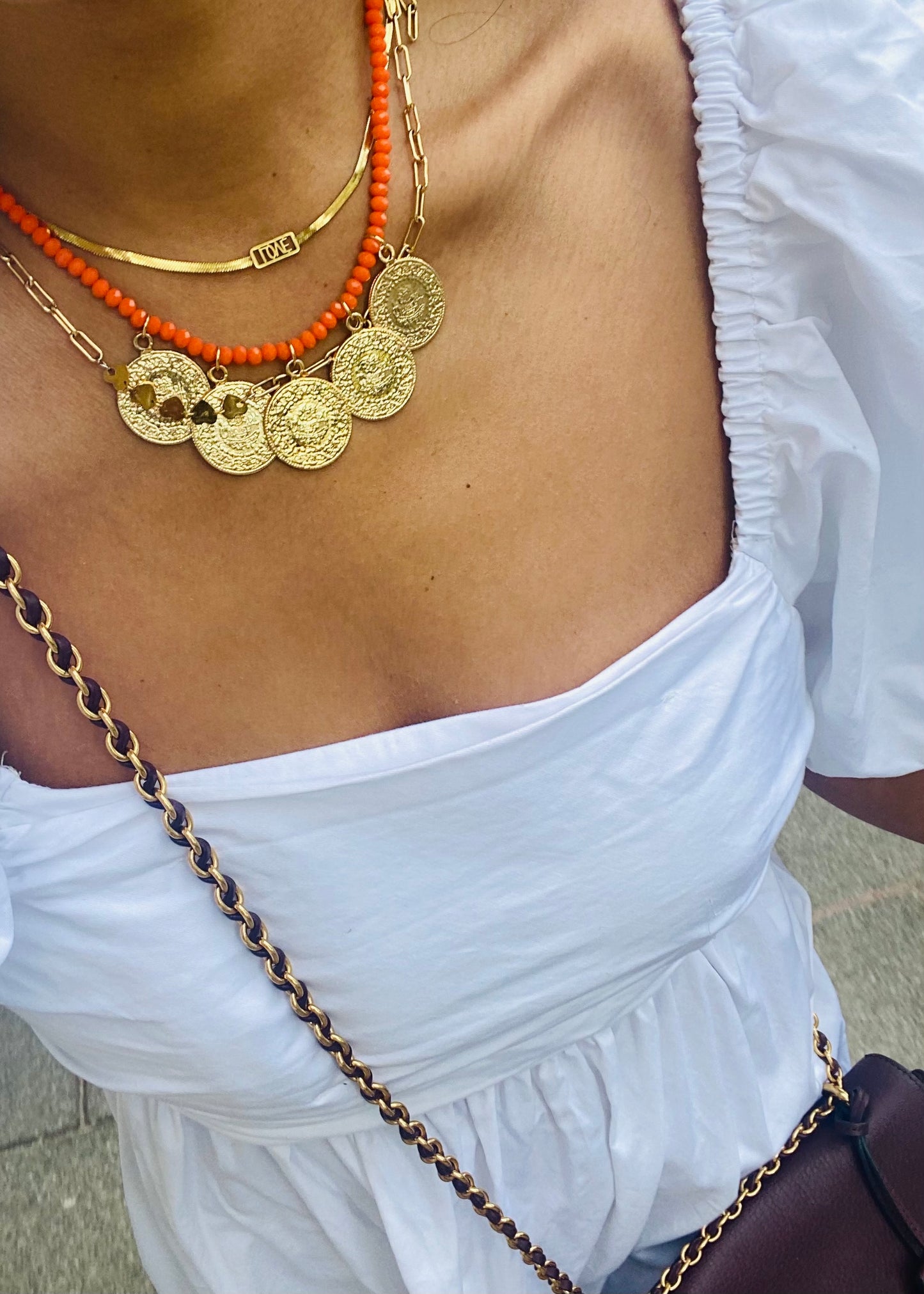 ORANGE COIN NECKLACE