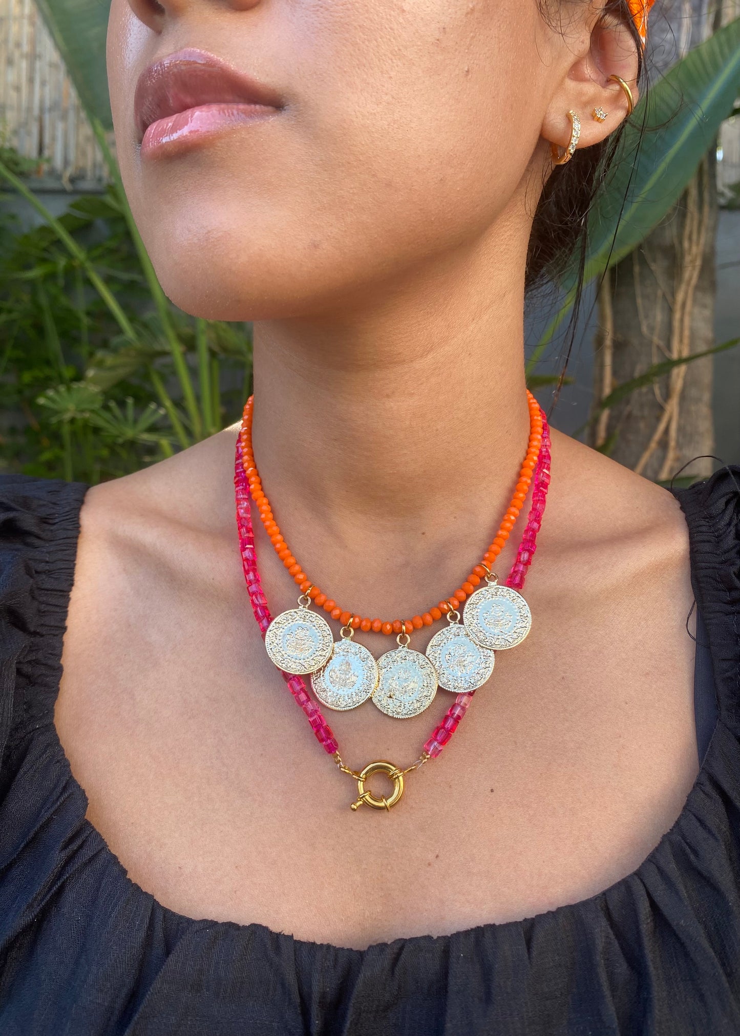 ORANGE COIN NECKLACE