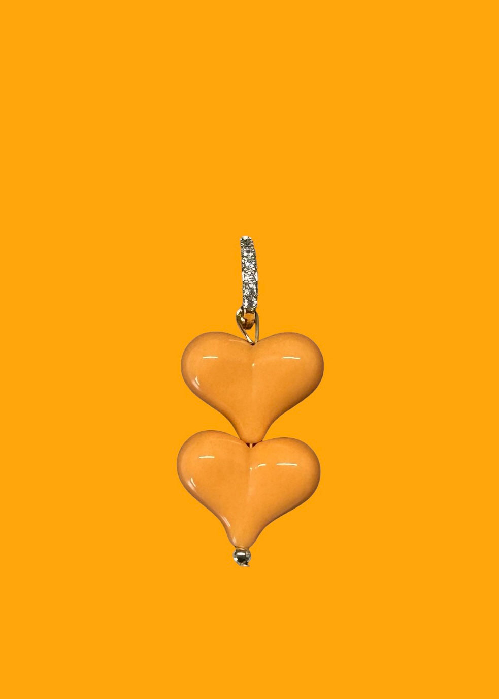 ORANGE DOUBLE HEART EARRING